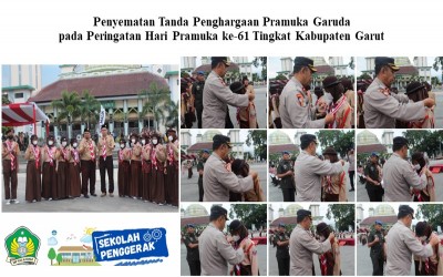 Penyematan Tanda Penghargaan Pramuka Garuda Golongan Penggalang kepada Pramuka SMP Plus Al Kohar